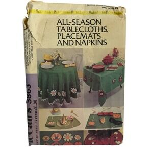 MCCALLS 3863 All-Season Tablecloths, Placemats, Napkins, Trim Sewing Pattern‎ UC